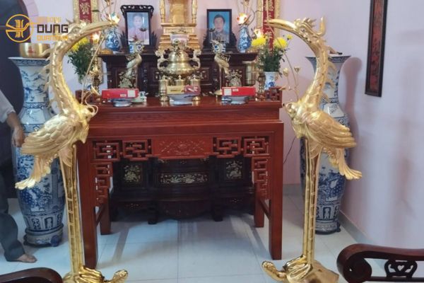 Đồ đồng Dung Quang Hà bàn giao đôi hạc 1m7 tại Đồng Nai