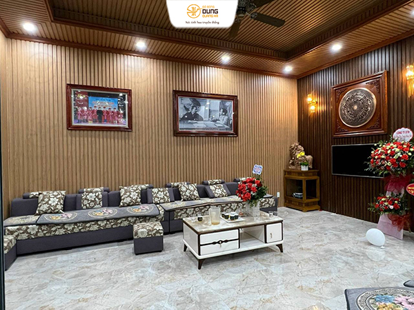 Giao và lắp đặt mặt trống 80cm đồng đỏ tại nhà khách Bắc Kạn