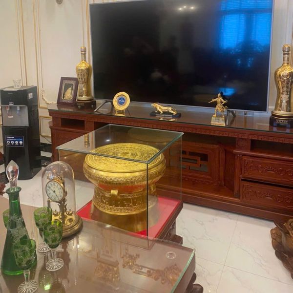 Bàn giao quả trống D50 dát vàng, bộ ngũ sự cao 70cm khảm ngũ sắc tại Hưng Yên