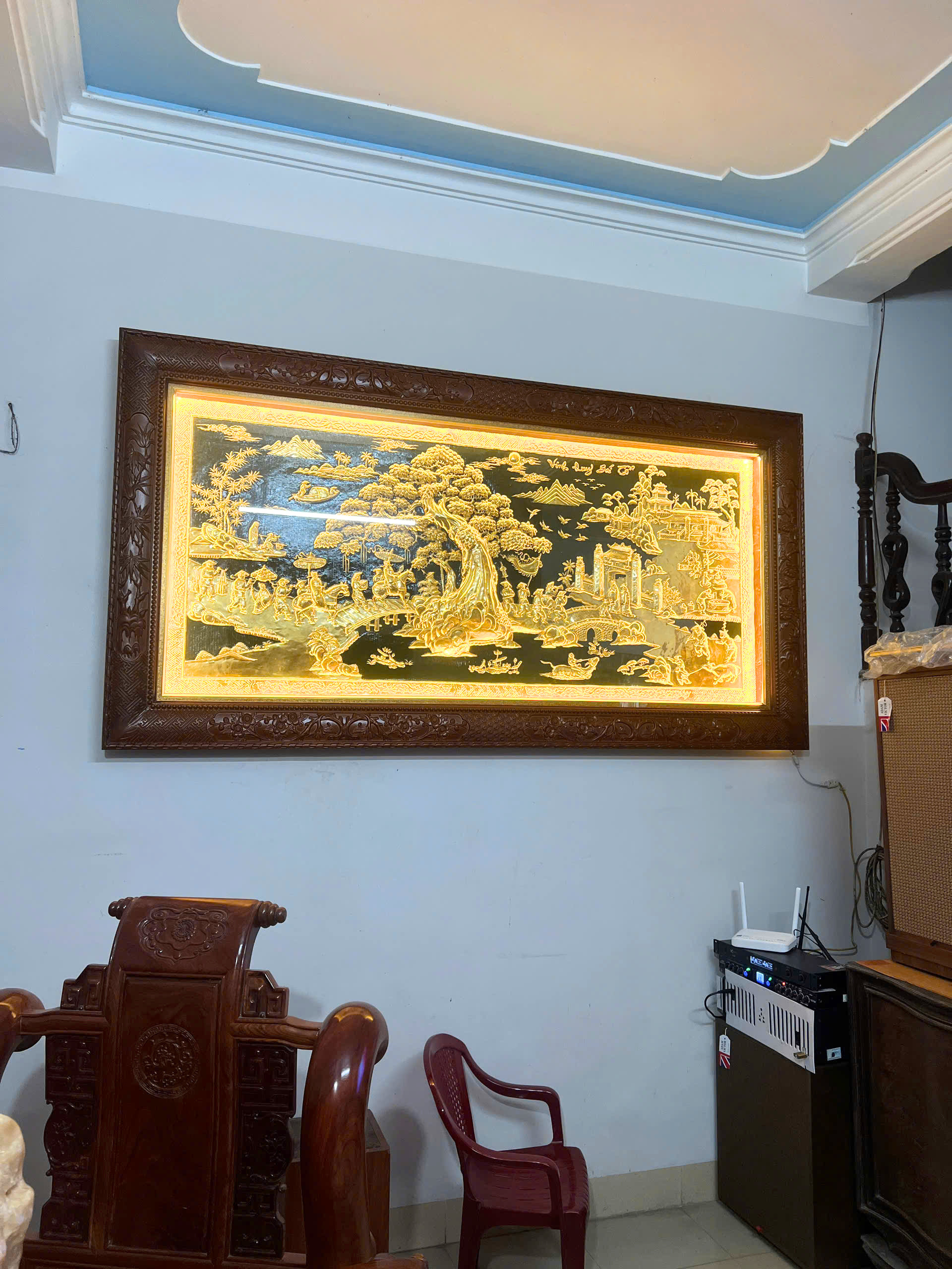 Hoàn thiện và lắp đặt tranh Vinh Quy Bái Tổ kích thước 1m2 x 2m3 tại Bình Lục Hà Nam