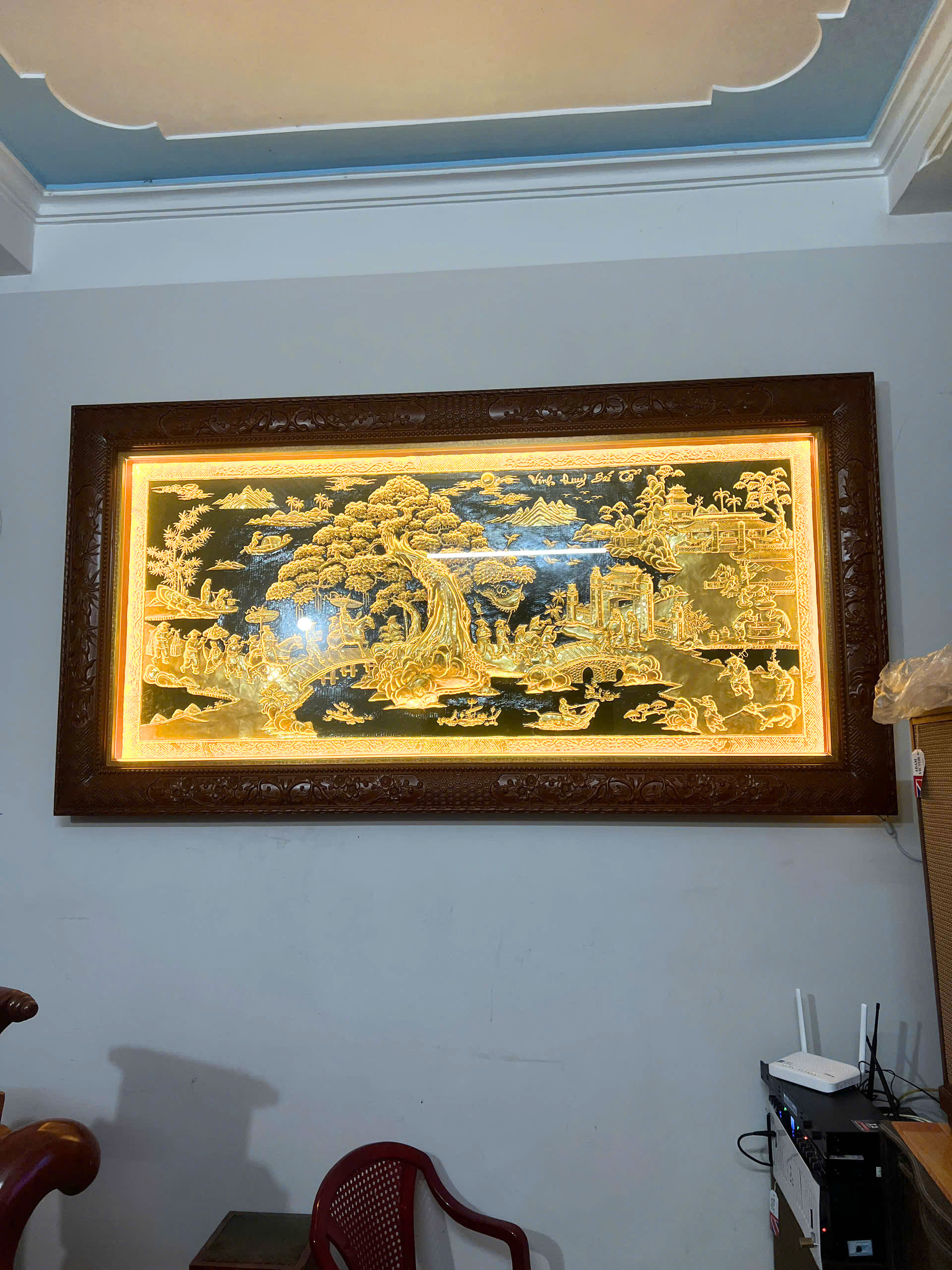 Hoàn thiện và lắp đặt tranh Vinh Quy Bái Tổ kích thước 1m2 x 2m3 tại Bình Lục Hà Nam