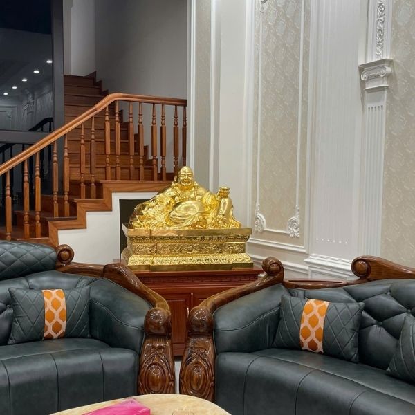 Hoàn thiện và an vị tượng Di Lặc dát vàng cho khách hàng tại Ba Vì - Hà Nội