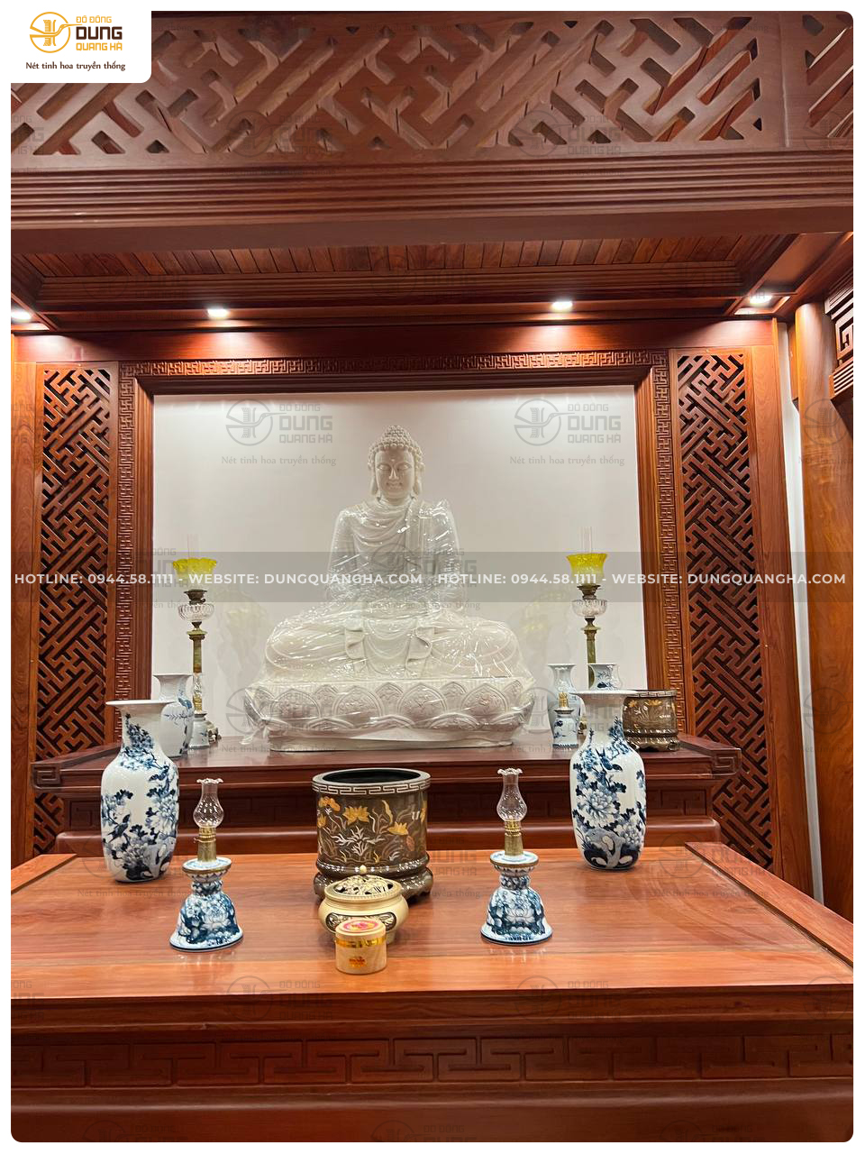 Bàn giao và lắp đặt khách Hà Nội: Mặt trống 80cm đồng đỏ khung gỗ gụ 1m08 - Bác Hồ bán thân đồng đỏ 80cm - Chuông bát đường kính 26cm - 3 Bát hương khảm tam khí dát điểm vàng