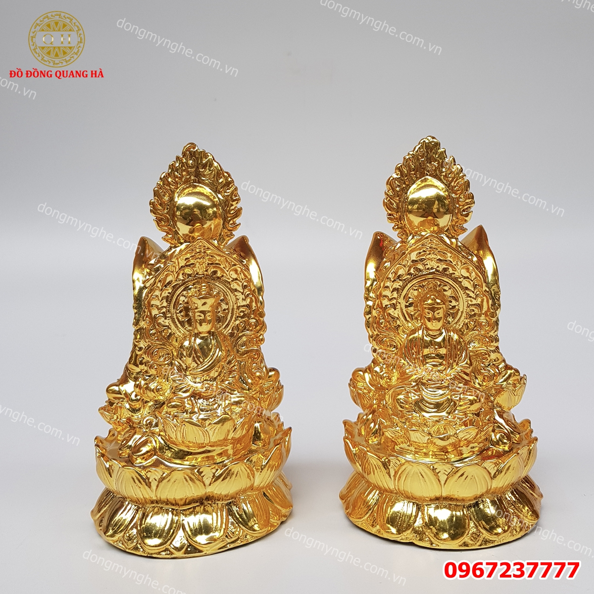 Tượng Phật 3 mặt mạ vàng sang trọng