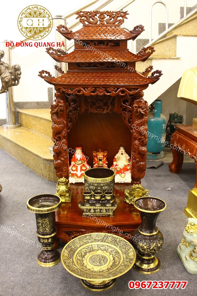Bộ bàn thờ Thần Tài đẹp cổ kính tinh xảo Mẫu 2