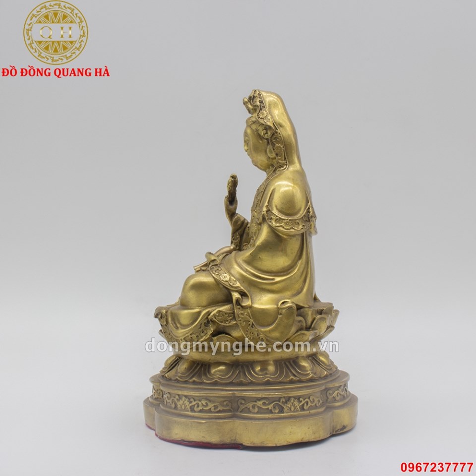 Tượng Phật bà Quan Âm bằng đồng vàng cao 19cm