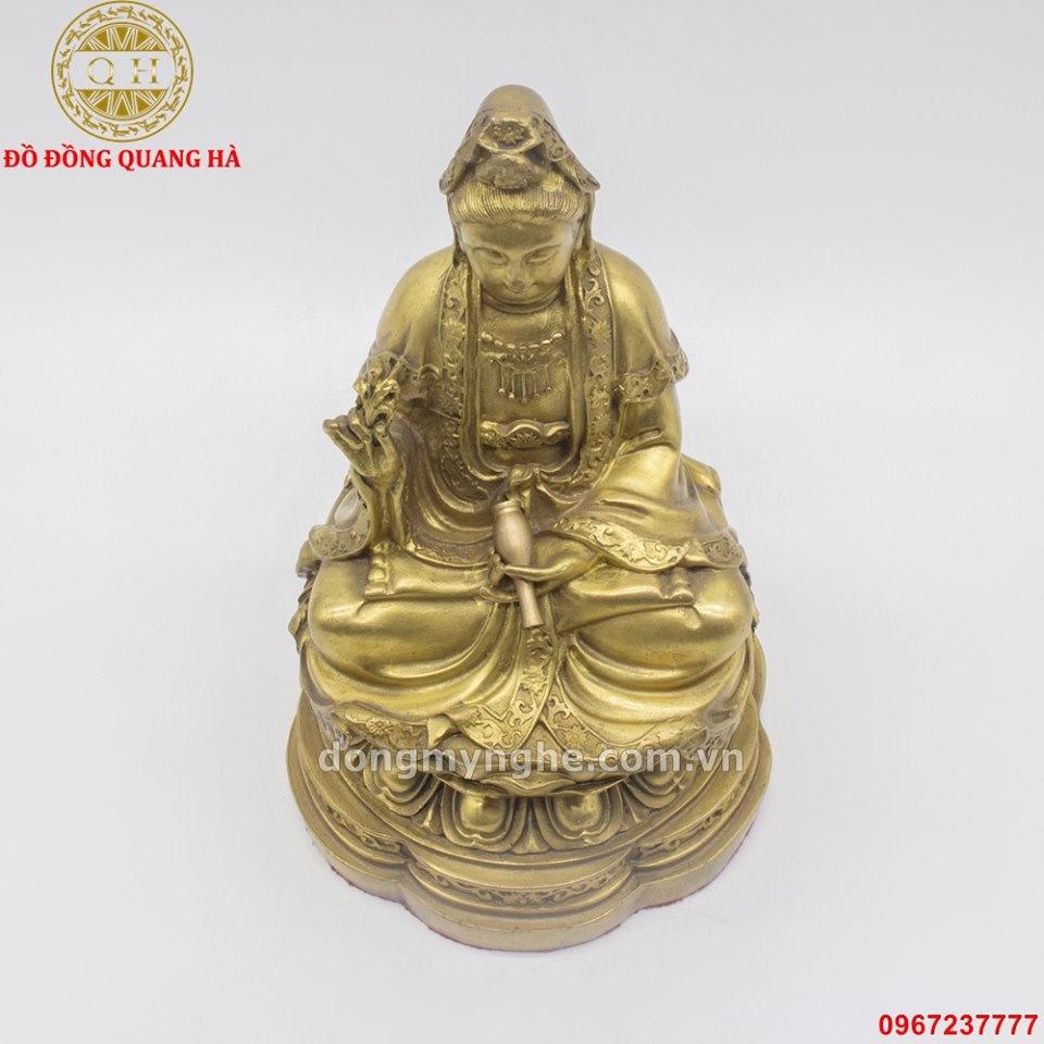 Tượng Phật bà Quan Âm bằng đồng vàng cao 19cm