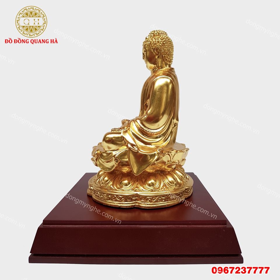 Tượng Phật A Di Đà bằng đồng thếp vàng 9999 cao 25cm
