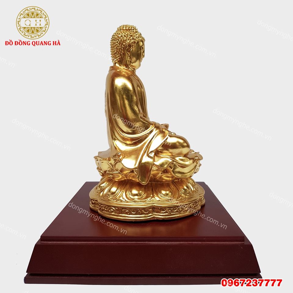 Tượng Phật A Di Đà bằng đồng thếp vàng 9999 cao 25cm