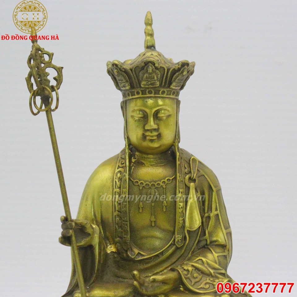 Tượng Phật Địa Tạng bằng đồng vàng hun xanh cổ kính