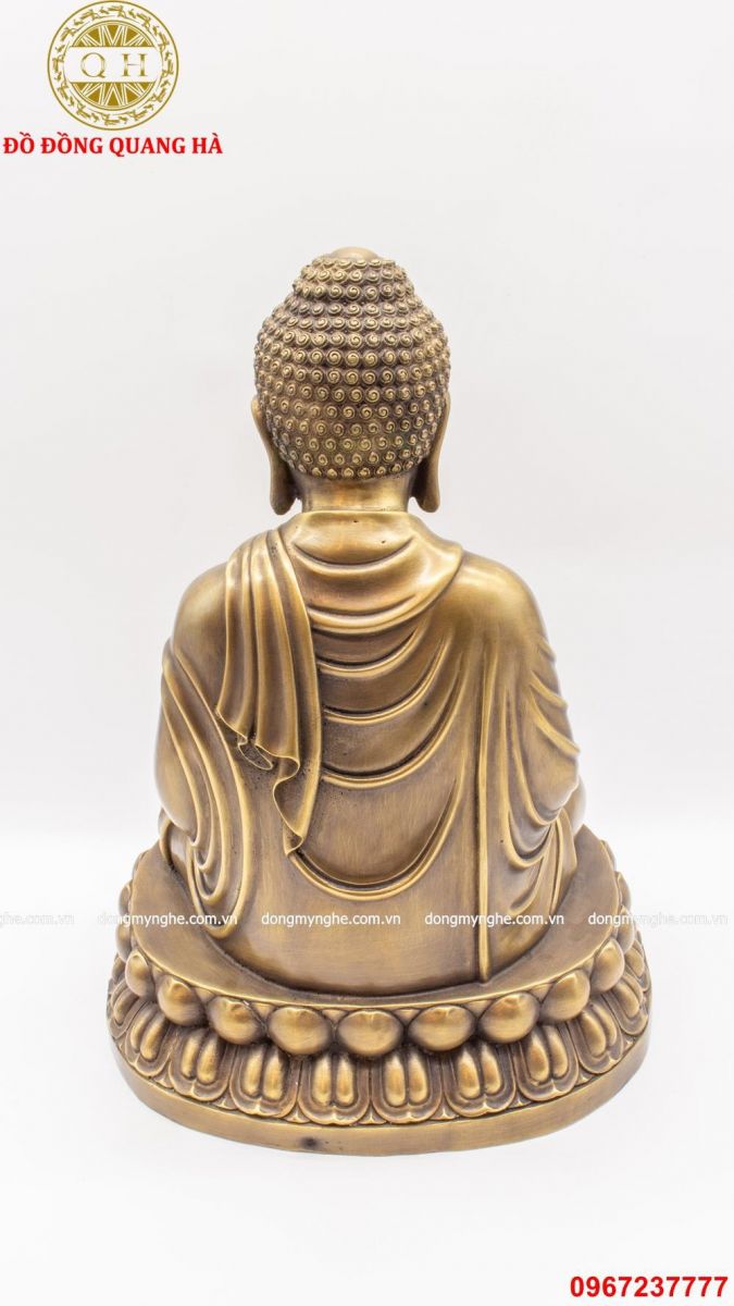 Tượng Phật Thích Ca bằng đồng vàng giả cổ cao 47cm