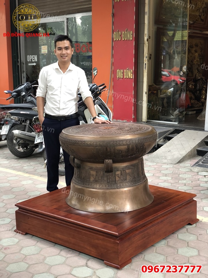 Trống đồng Việt Nam cổ kính đường kính 80cm bằng đồng đỏ