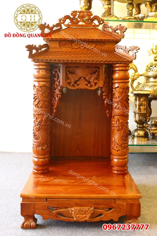 Bàn thờ Thần Tài bằng gỗ hương cao 95cm đẹp tinh xảo