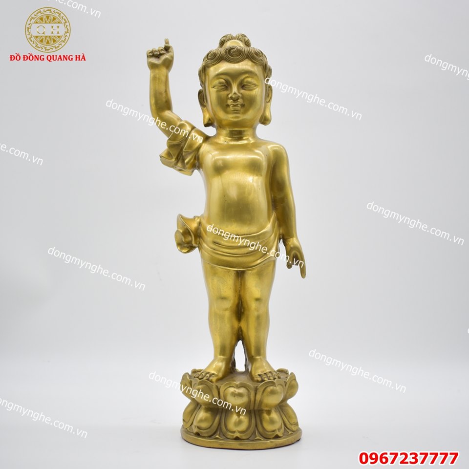 Tượng Phật đản sinh bằng đồng vàng cao cấp