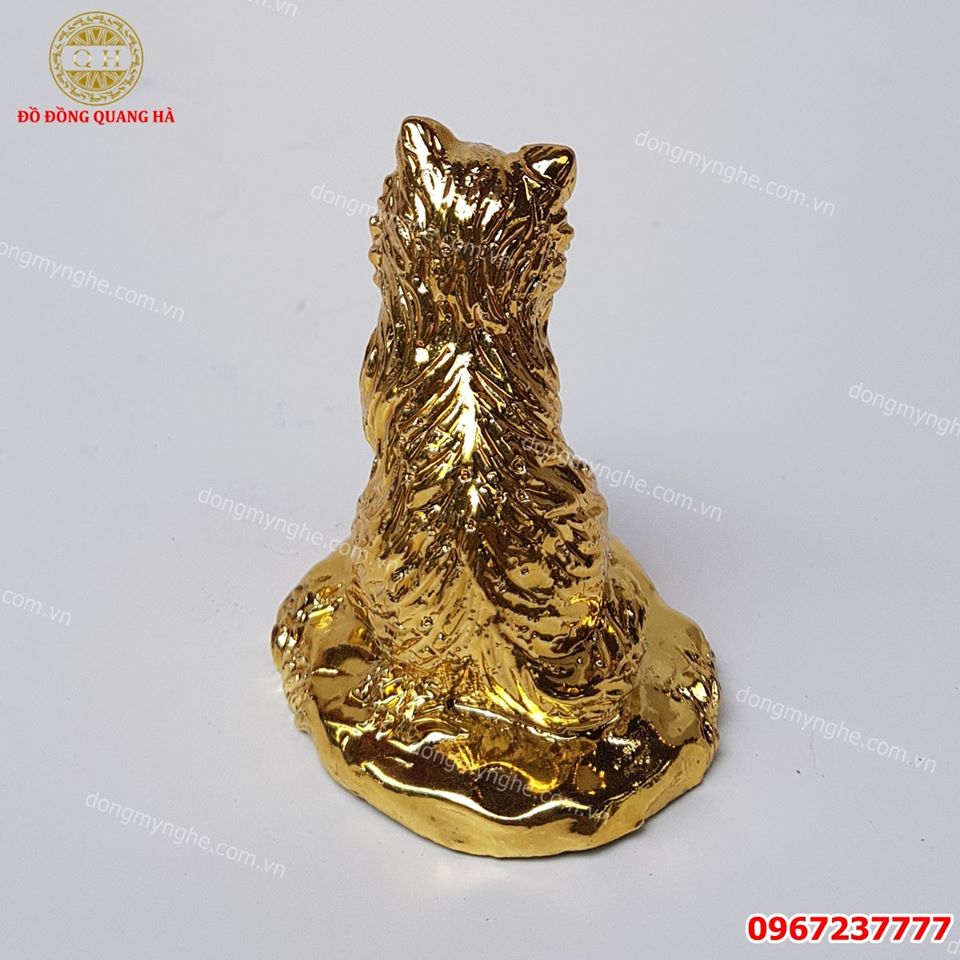 Tượng mèo phong thủy bằng đồng mạ vàng cao cấp