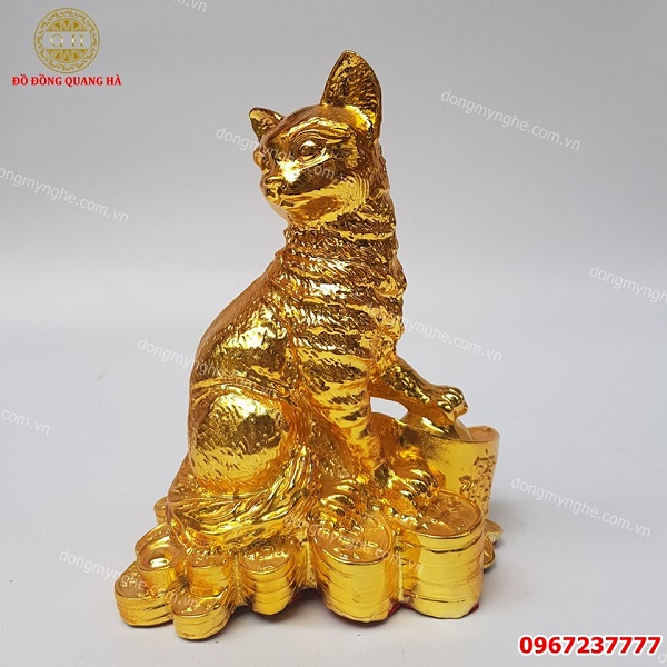 Tượng mèo mạ vàng mẫu mới ấn tượng đẹp tinh xảo