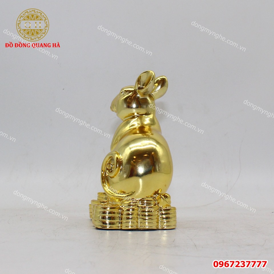 Tượng chuột bằng đồng mạ vàng 24k cao cấp