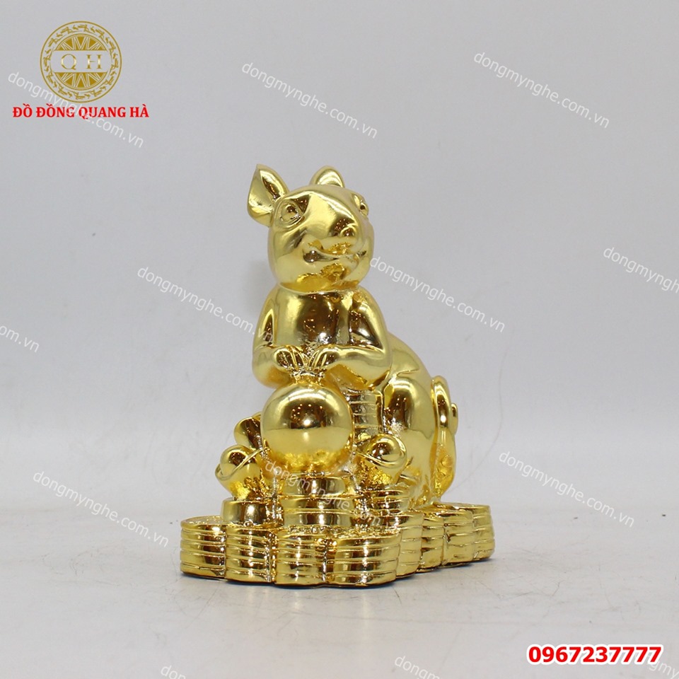 Tượng chuột bằng đồng mạ vàng 24k cao cấp