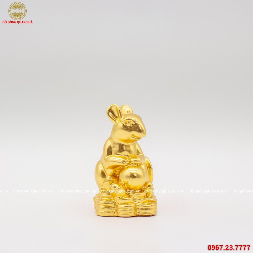 Tượng chuột phong thủy bằng đồng thếp vàng 9999 cao cấp