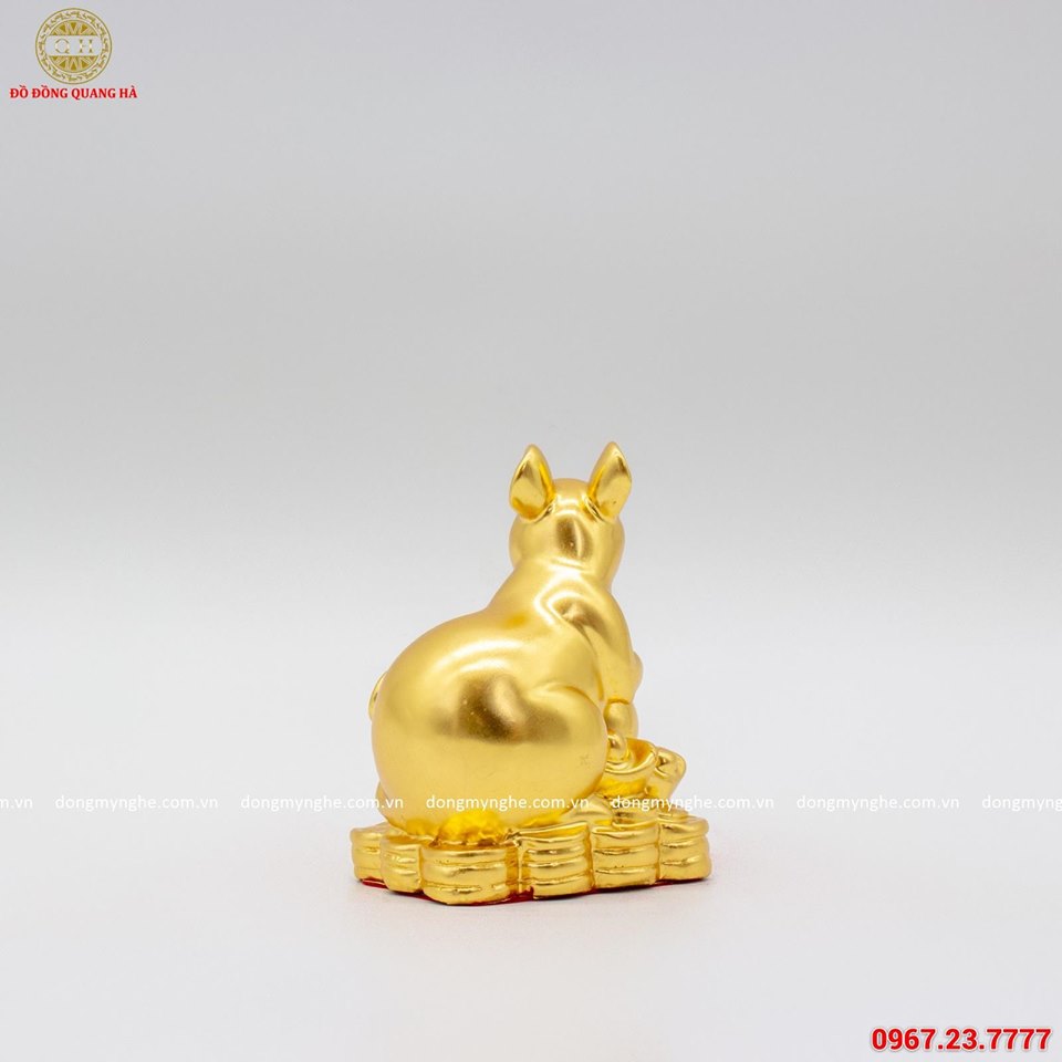 Tượng chuột phong thủy bằng đồng thếp vàng 9999 cao cấp
