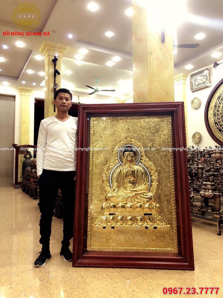 Tranh Phật tổ Như Lai bằng đồng mạ vàng