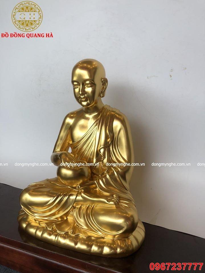 Tượng Phật Sivali bằng đồng thếp vàng 9999