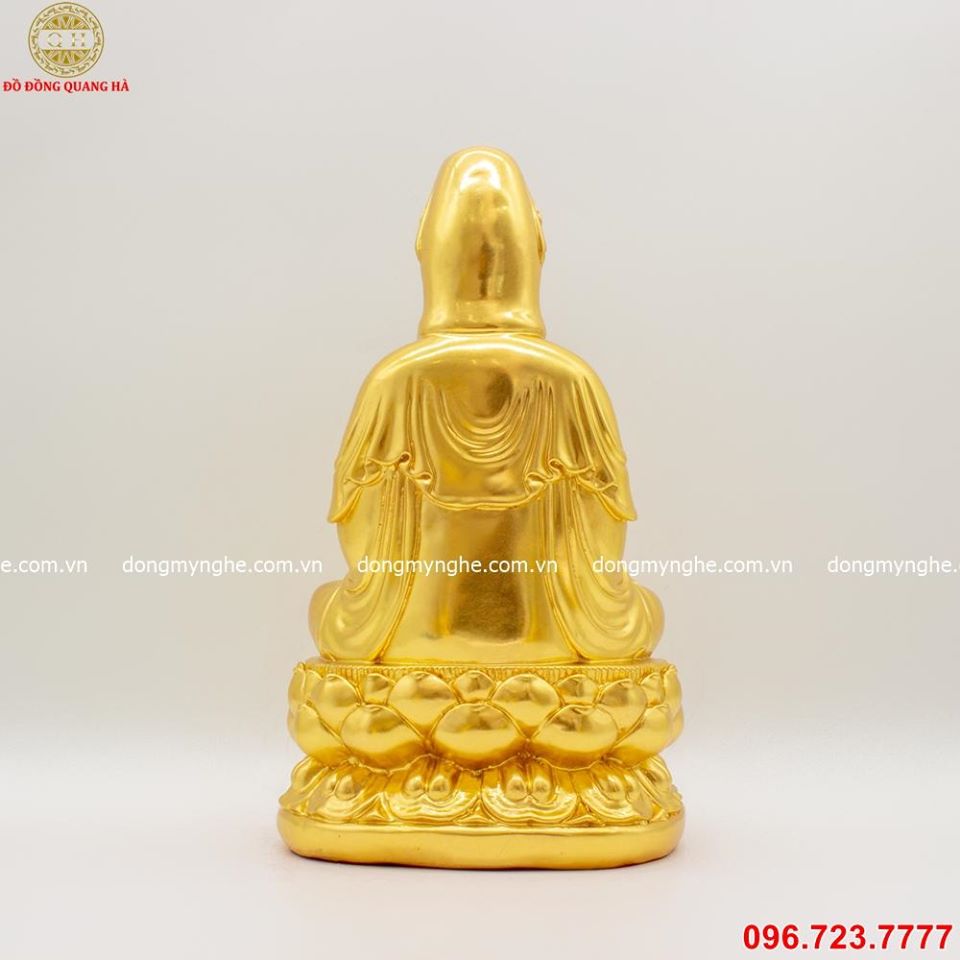 Tượng Phật bà Quan Âm bằng đồng thếp vàng 9999 tinh xảo