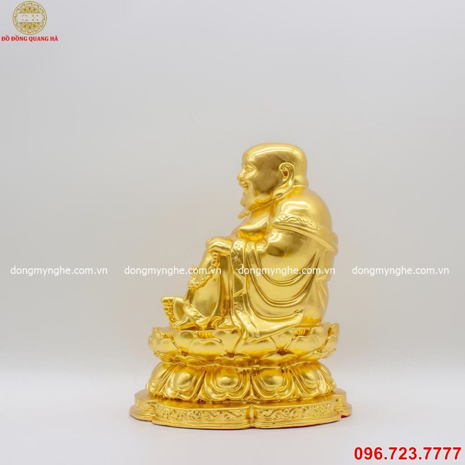 Tượng Phật Di Lặc ngồi đài sen thếp vàng 9999