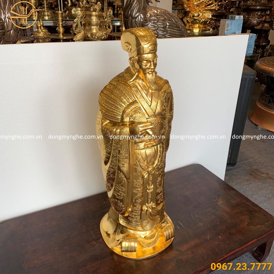 Tượng Khổng Minh Gia Cát Lượng cao 90cm dát vàng 9999