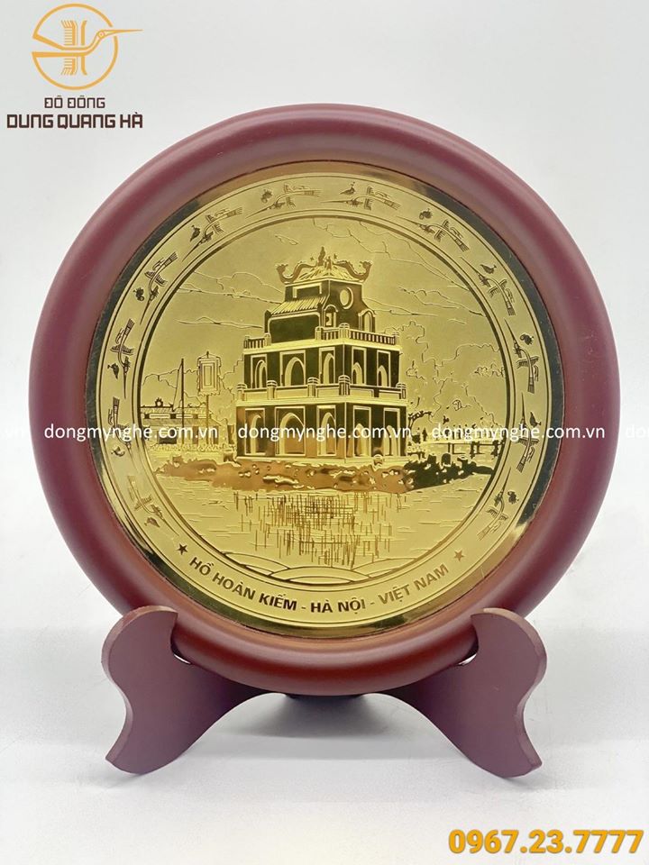 Đĩa đồng lưu niệm khắc hình Tháp Rùa - Hồ Hoàn Kiếm