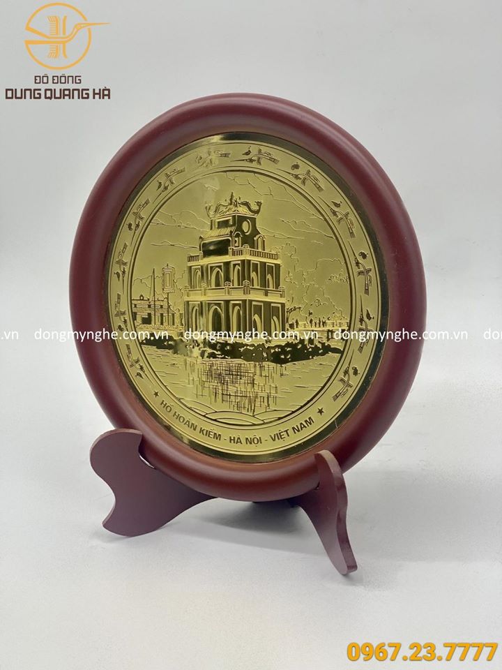Đĩa đồng lưu niệm khắc hình Tháp Rùa - Hồ Hoàn Kiếm