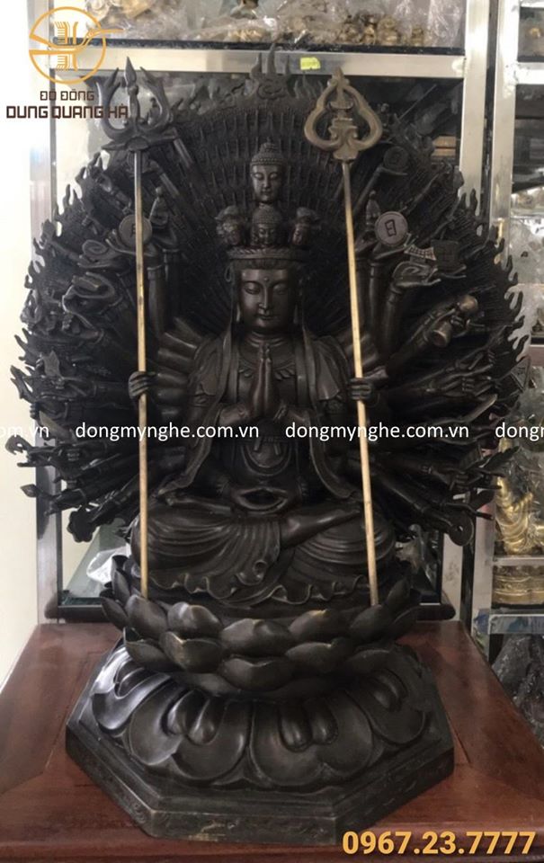 Tượng Phật Thiên Thủ Thiên Nhãn hun giả cổ cao 61cm