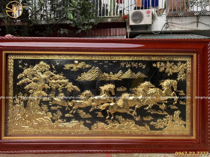 Tranh Mã Đáo Thành Công 1m7 mạ vàng nền sơn đen