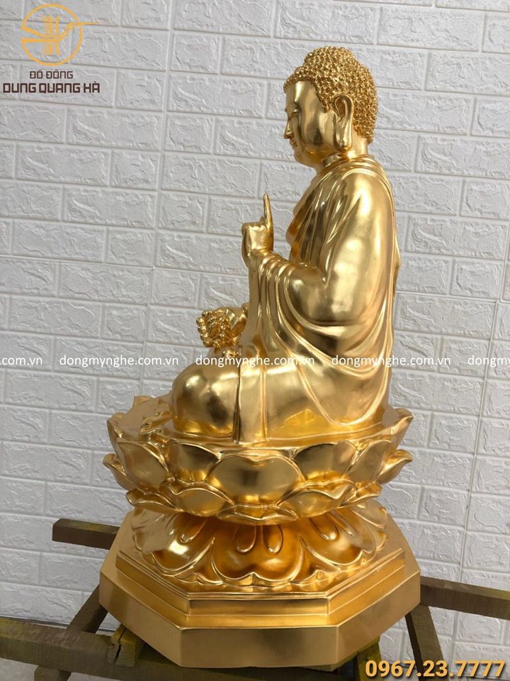 Tượng Phật Thích Ca tọa thiền cao 67cm dát vàng 9999
