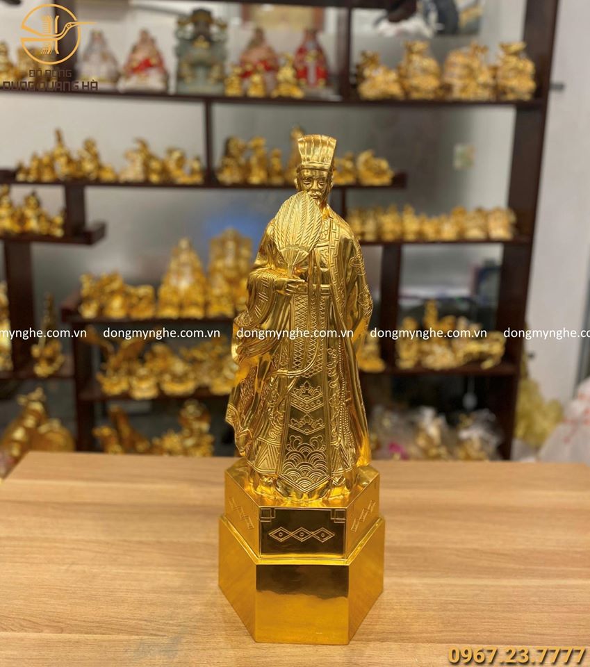 Tượng Khổng Minh Gia Cát Lượng dát vàng 9999 cao 70cm