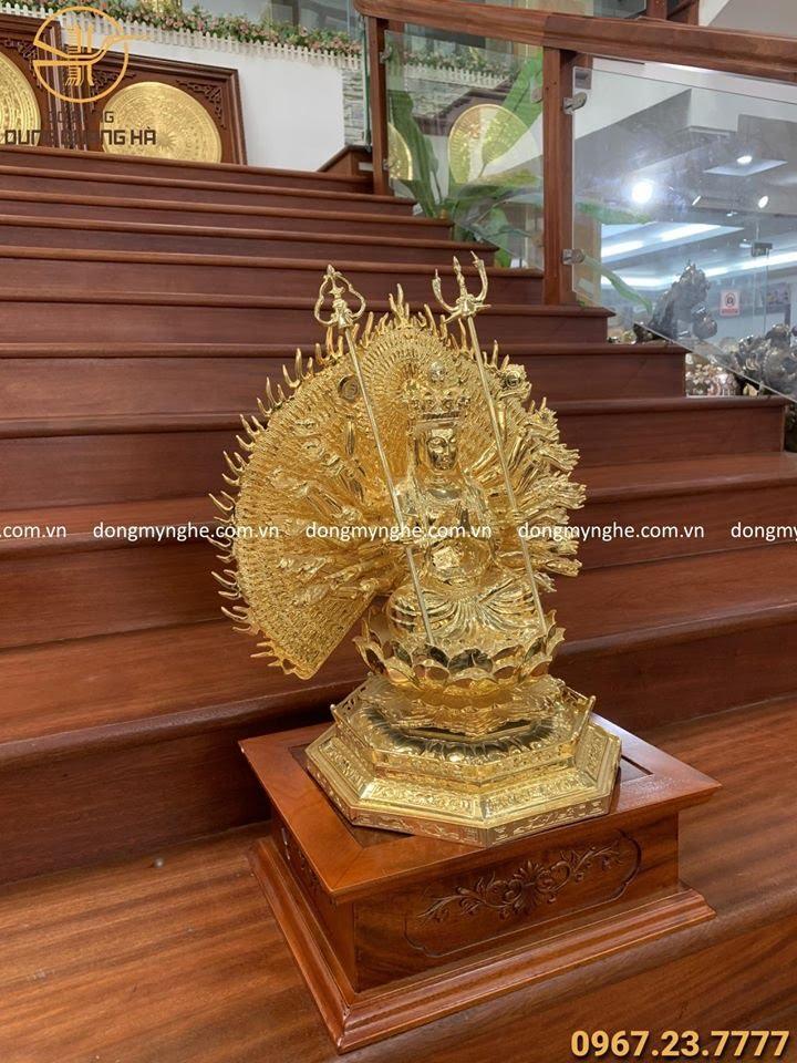 Tượng Phật Thiên Thủ Thiên Nhãn bằng đồng mạ vàng cao 45cm