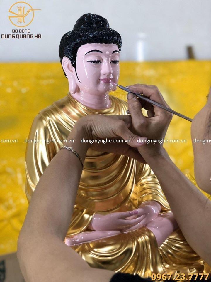 Dát vàng tượng Phật A Di Đà đẹp tôn nghiêm cao 60cm