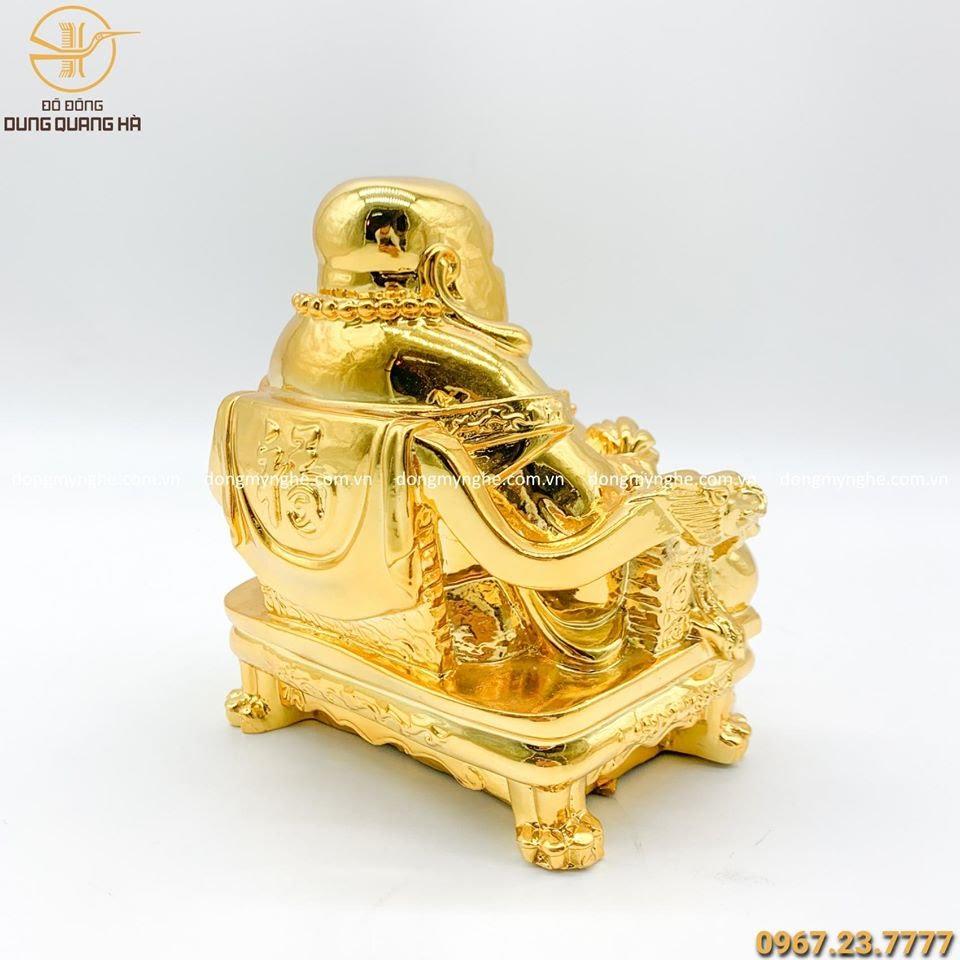 Tượng Phật Di Lặc để xe ô tô mạ vàng 24k cao 9cm