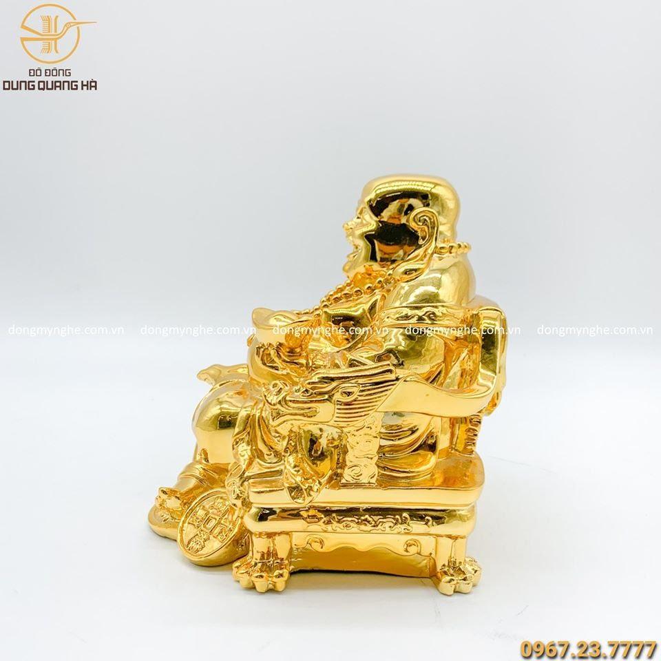 Tượng Phật Di Lặc để xe ô tô mạ vàng 24k cao 9cm