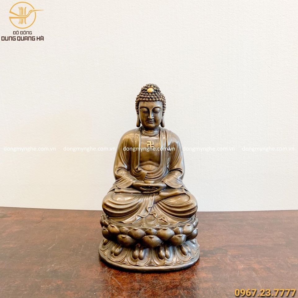 Tượng Phật A Di Đà cao 40cm bằng đồng vàng hun đen