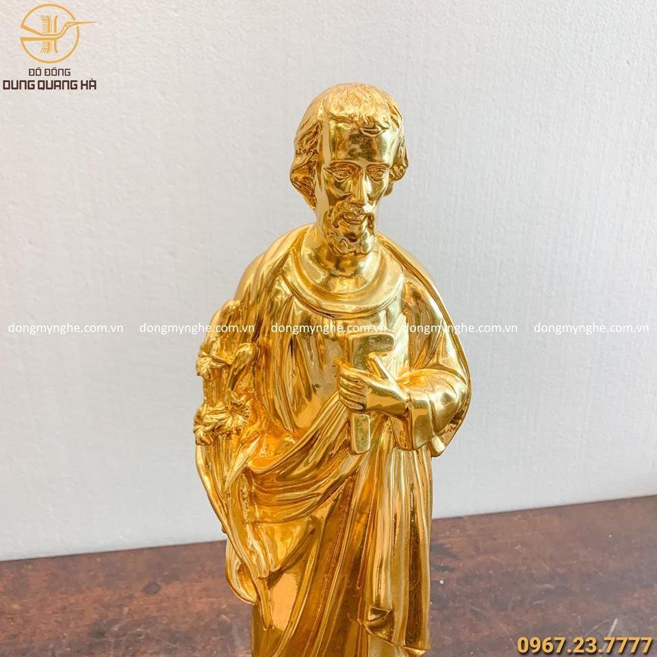 Tượng Thiên Chúa giáo bằng đồng dát vàng cao 40 cm