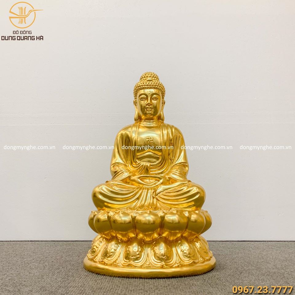 Tượng Phật A Di Đà bằng đồng cao 47cm thếp vàng tinh xảo