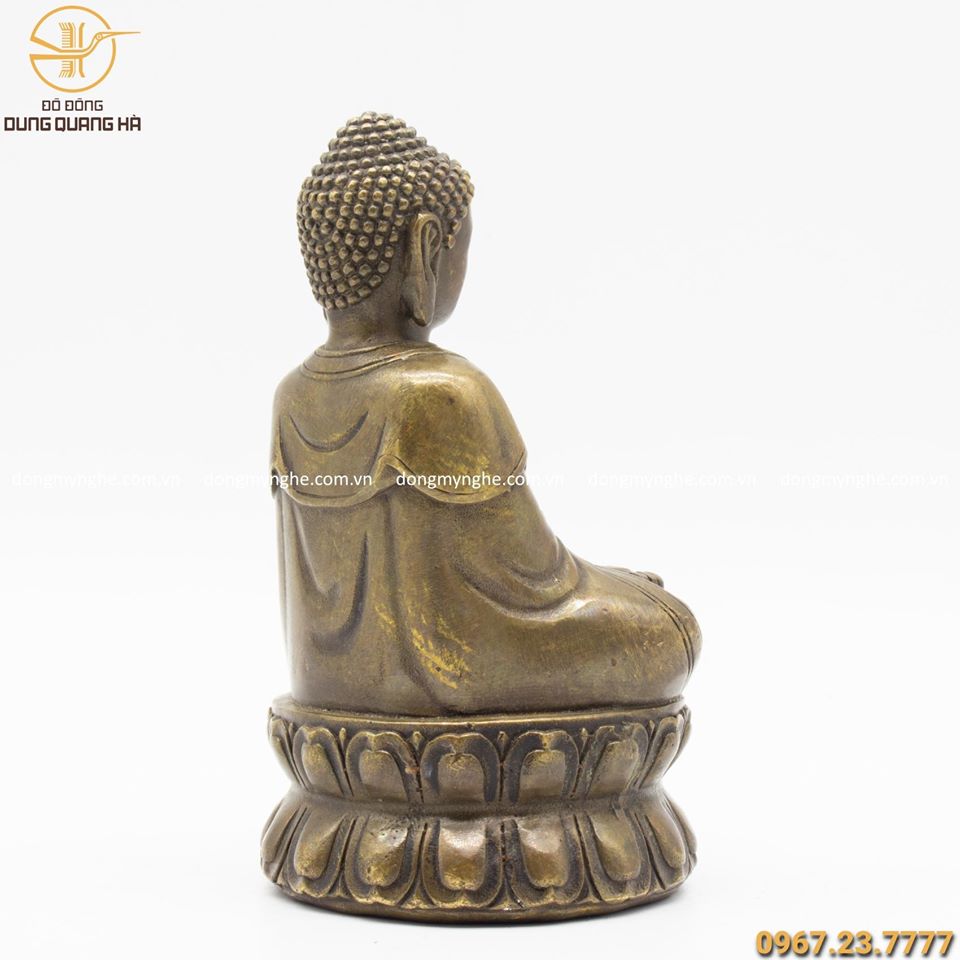 Tượng Phật A Di Đà cao 15cm bằng đồng vàng hun đen giả cổ