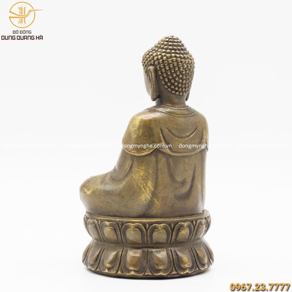Tượng Phật A Di Đà cao 15cm bằng đồng vàng hun đen giả cổ