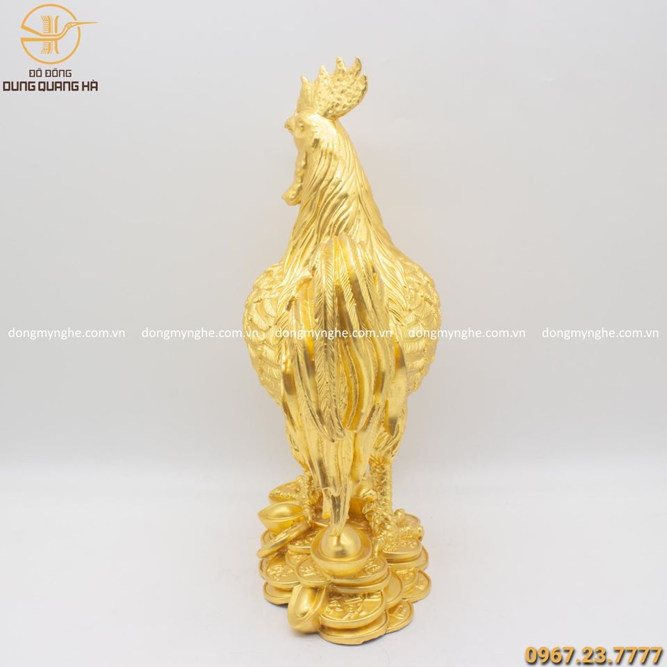 Tượng gà trống bằng đồng dát vàng 9999 cao 40cm