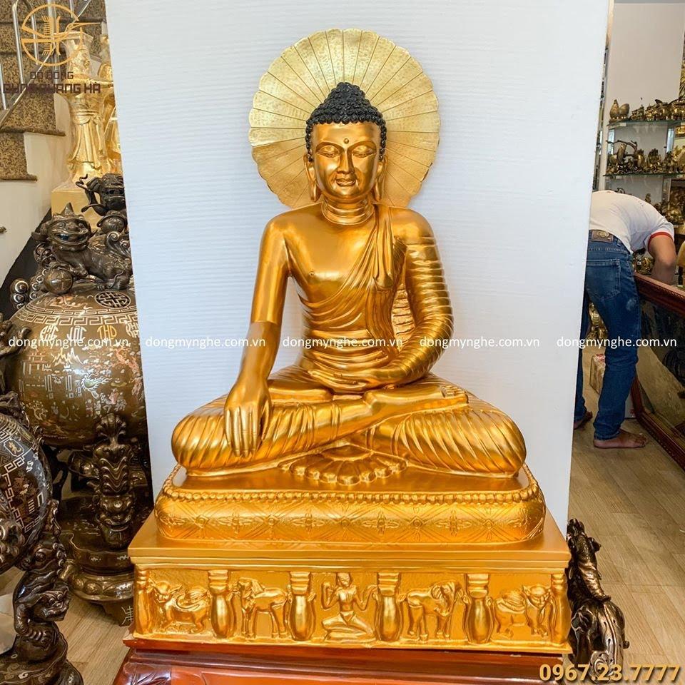 Tượng Phật Thích Ca bằng đồng đỏ cao 1m đẹp tôn nghiêm