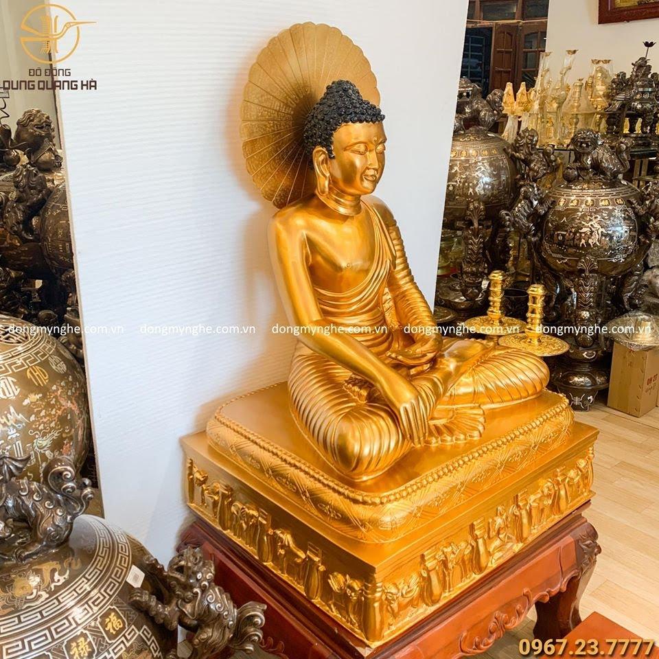 Tượng Phật Thích Ca bằng đồng đỏ cao 1m đẹp tôn nghiêm