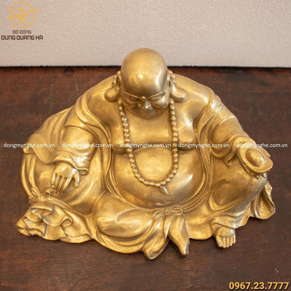 Tượng Phật Di Lặc bằng đồng catut cao 14cm ngang 28cm