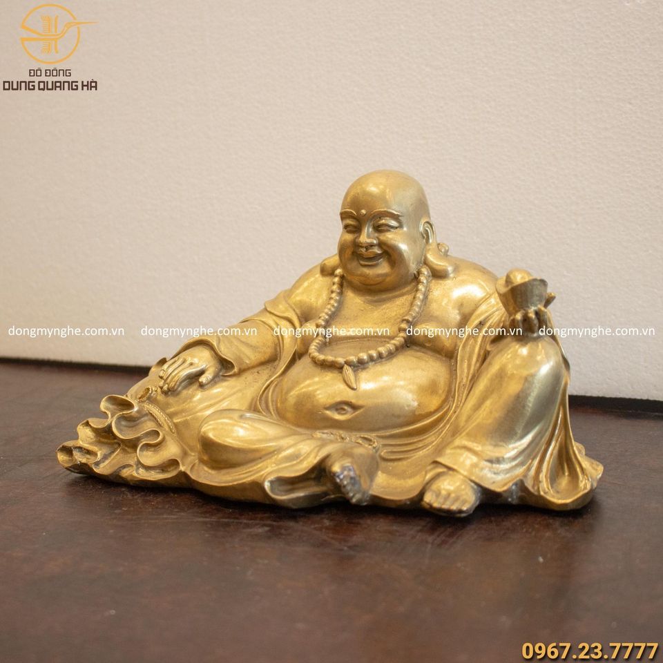 Tượng Phật Di Lặc bằng đồng catut cao 14cm ngang 28cm