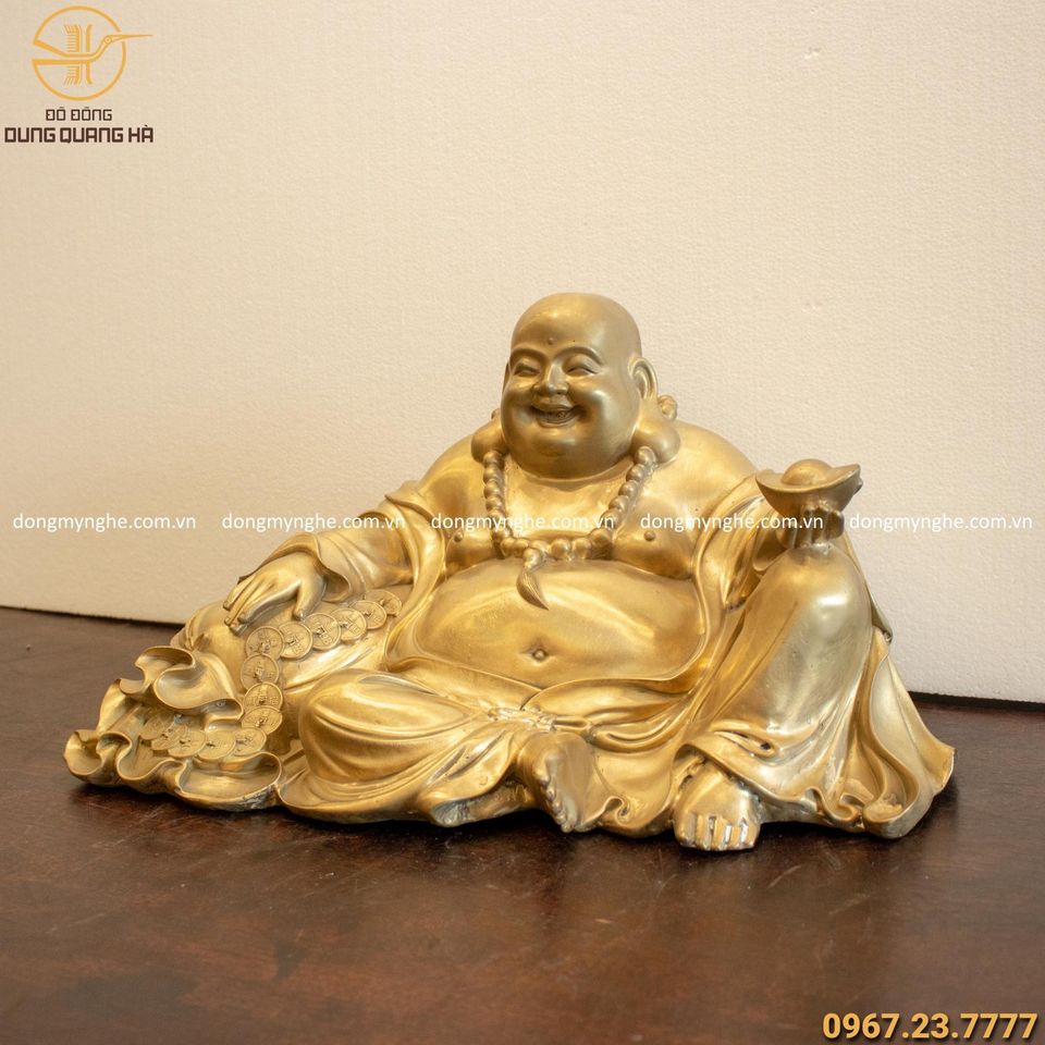 Tượng Phật Di Lặc đẹp bằng đồng catut cao 24cm ngang 43cm